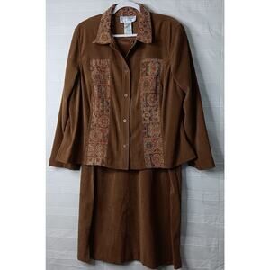 2 Piece Jessica Howard Woman Lightweight Corduroy & Tapestry Dress Suit Size 18W